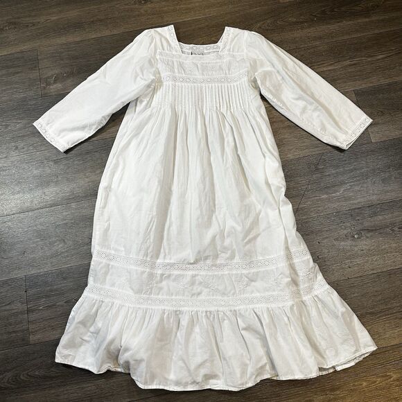 1 For U White Lace Women’s Nightgown Size M Prairie Cottagecore Eyelet Dress - Picture 3 of 8